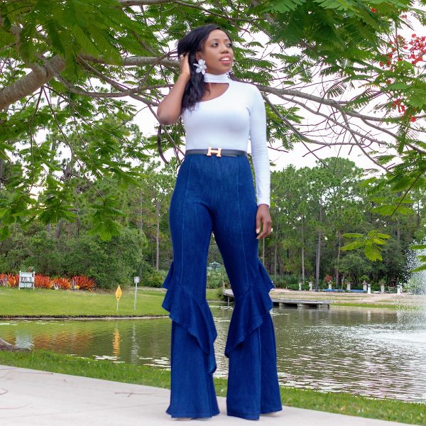bell bottom jeans with ruffles